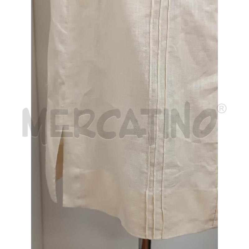 VESTITO DONNA LUISA SPAGNOLI BEIGE IN LINO E PERLINE STRASS MULTICOLORI | Mercatino dell'Usato Torino tenivelli 3
