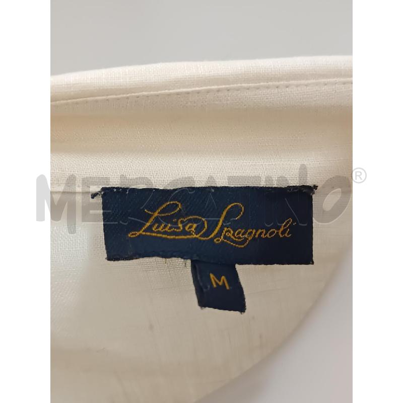 VESTITO DONNA LUISA SPAGNOLI BEIGE IN LINO E PERLINE STRASS MULTICOLORI | Mercatino dell'Usato Torino tenivelli 4