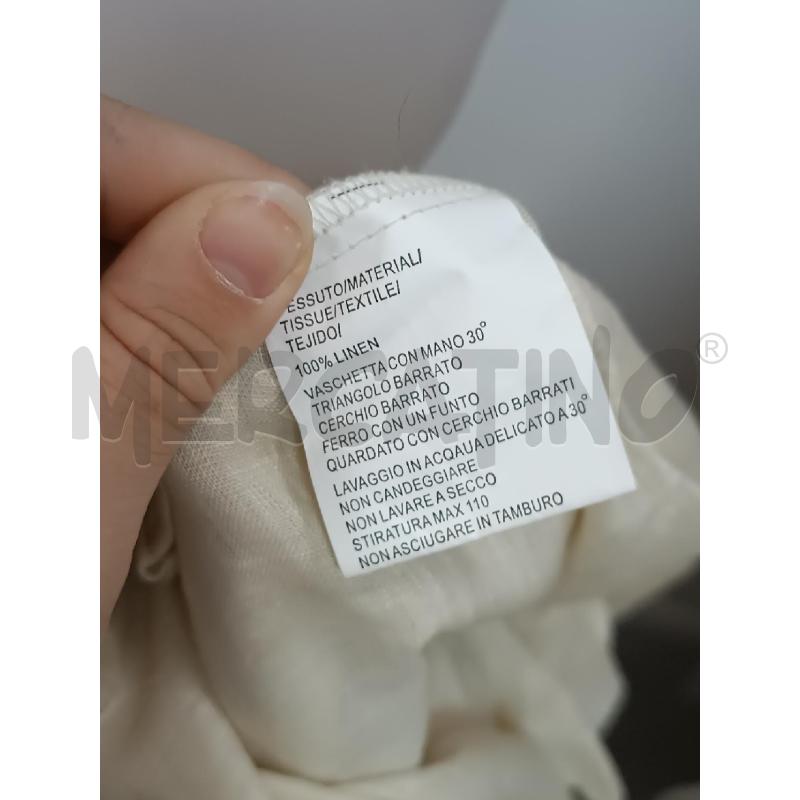 VESTITO DONNA LUISA SPAGNOLI BEIGE IN LINO E PERLINE STRASS MULTICOLORI | Mercatino dell'Usato Torino tenivelli 5