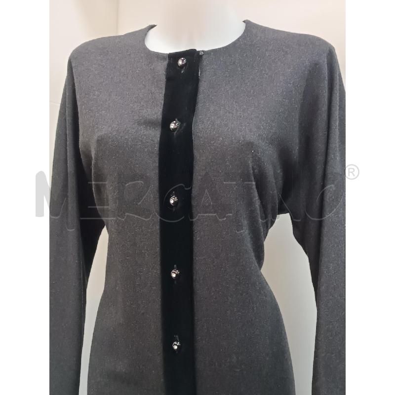 VESTITO DONNA LUISA SPAGNOLI GRIGIO INSERTO BORDO VELLUTO NERO | Mercatino dell'Usato Torino tenivelli 2