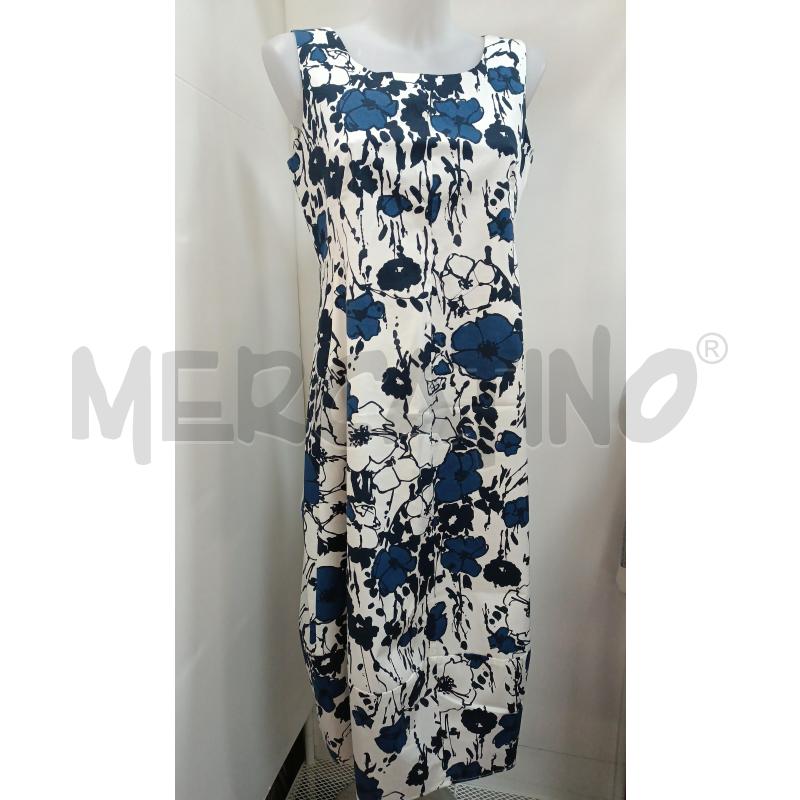 VESTITO DONNA MADE ITALY BIANO FLORELE BLU SMANICATO  | Mercatino dell'Usato Torino tenivelli 1