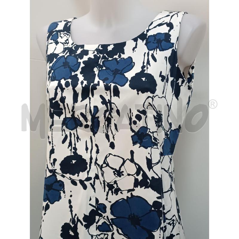 VESTITO DONNA MADE ITALY BIANO FLORELE BLU SMANICATO  | Mercatino dell'Usato Torino tenivelli 2