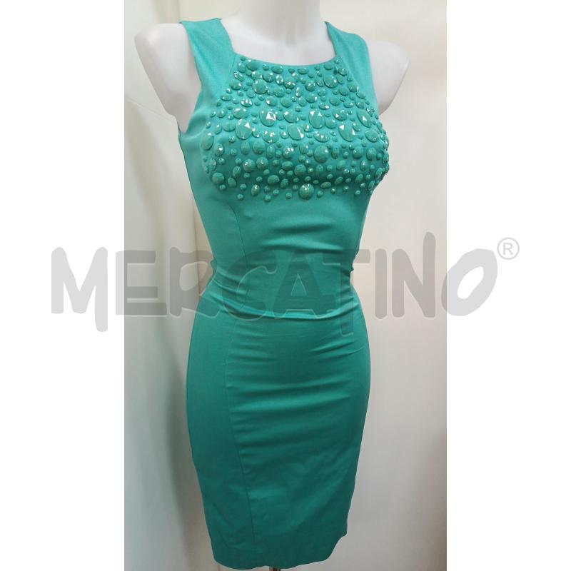 VESTITO DONNA MARCIANO GIESS AZZURRO SMANICATO CON COLLO GEMME  | Mercatino dell'Usato Torino tenivelli 1