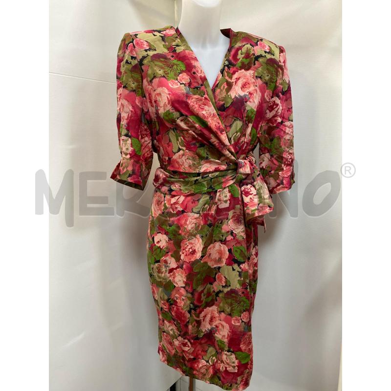 VESTITO DONNA MARIANGEKLA FLOREALE ROSA VERDE BEIGE 1/2 MANICA  | Mercatino dell'Usato Torino tenivelli 1
