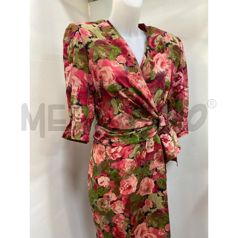 VESTITO DONNA MARIANGEKLA FLOREALE ROSA VERDE BEIGE 1/2 MANICA  | Mercatino dell'Usato Torino tenivelli 2