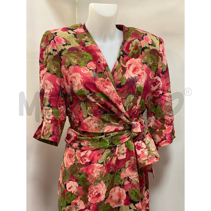 VESTITO DONNA MARIANGEKLA FLOREALE ROSA VERDE BEIGE 1/2 MANICA  | Mercatino dell'Usato Torino tenivelli 3