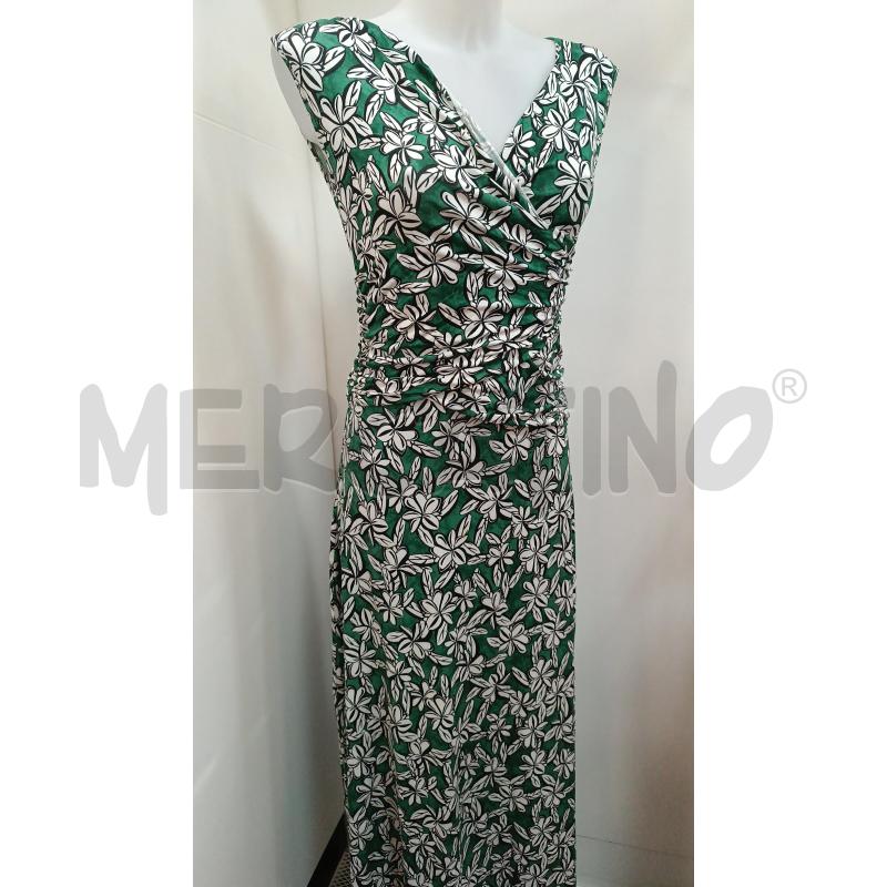 VESTITO DONNA MAX&CO VERDE FLOREALE NERO BIANCO SMANICATO  | Mercatino dell'Usato Torino tenivelli 1