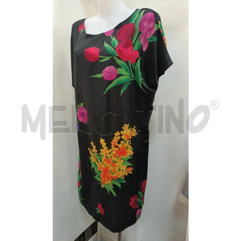 VESTITO DONNA MAX MARA PURA SETA NERO FLOREALE ROSSO ROSA ARANCIONE GIALLO  | Mercatino dell'Usato Torino tenivelli 1