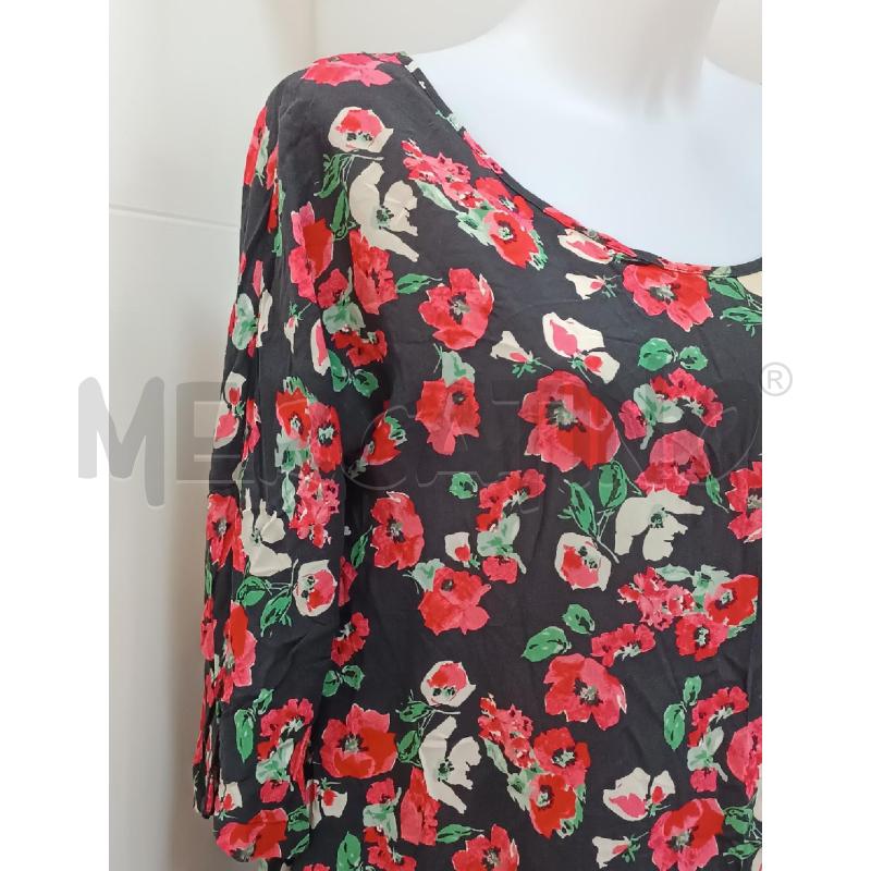 VESTITO DONNA MIDALI TOUJOURS NERO FLOREALE ROSSO MANICA 3/4 | Mercatino dell'Usato Torino tenivelli 2