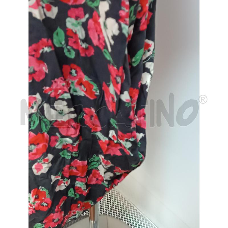 VESTITO DONNA MIDALI TOUJOURS NERO FLOREALE ROSSO MANICA 3/4 | Mercatino dell'Usato Torino tenivelli 3