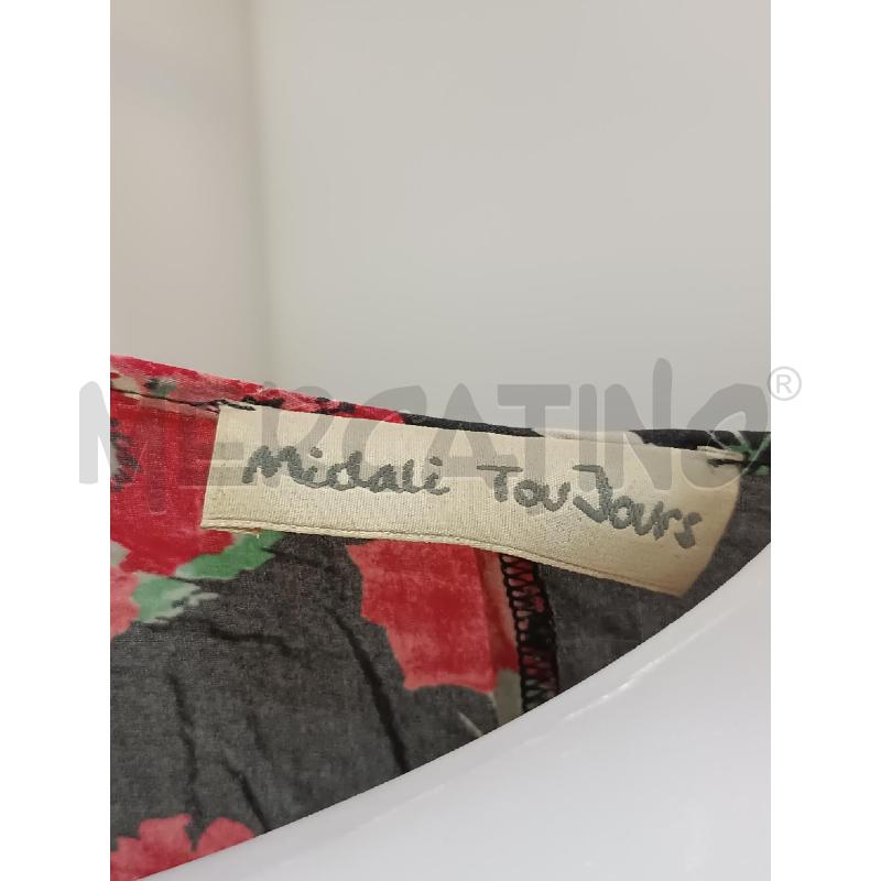 VESTITO DONNA MIDALI TOUJOURS NERO FLOREALE ROSSO MANICA 3/4 | Mercatino dell'Usato Torino tenivelli 5