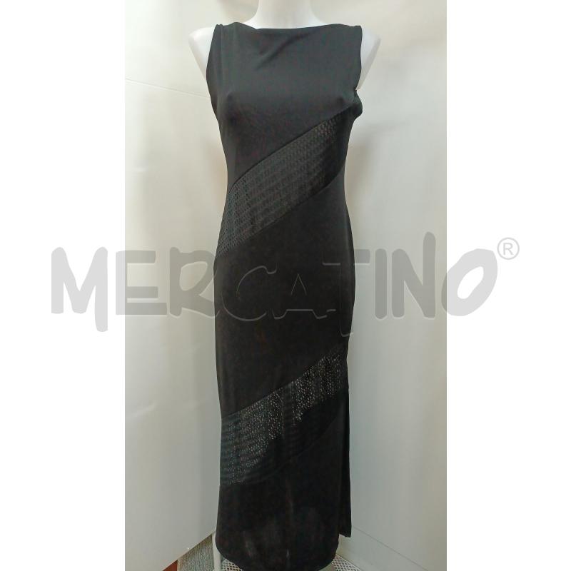 VESTITO DONNA MODA LEIN NERO SMANICATO INSERTO RETE NERO  | Mercatino dell'Usato Torino tenivelli 1