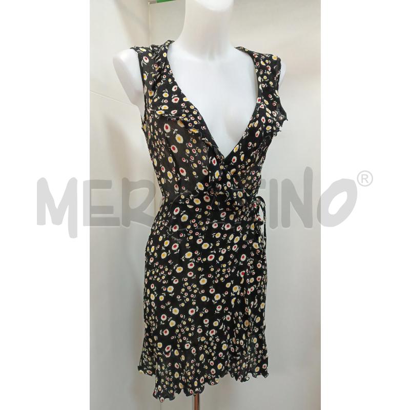 VESTITO DONNA MOSCHINO SMANICATO A PORTAFOGLIO NERO FIORELLINI | Mercatino dell'Usato Torino tenivelli 1