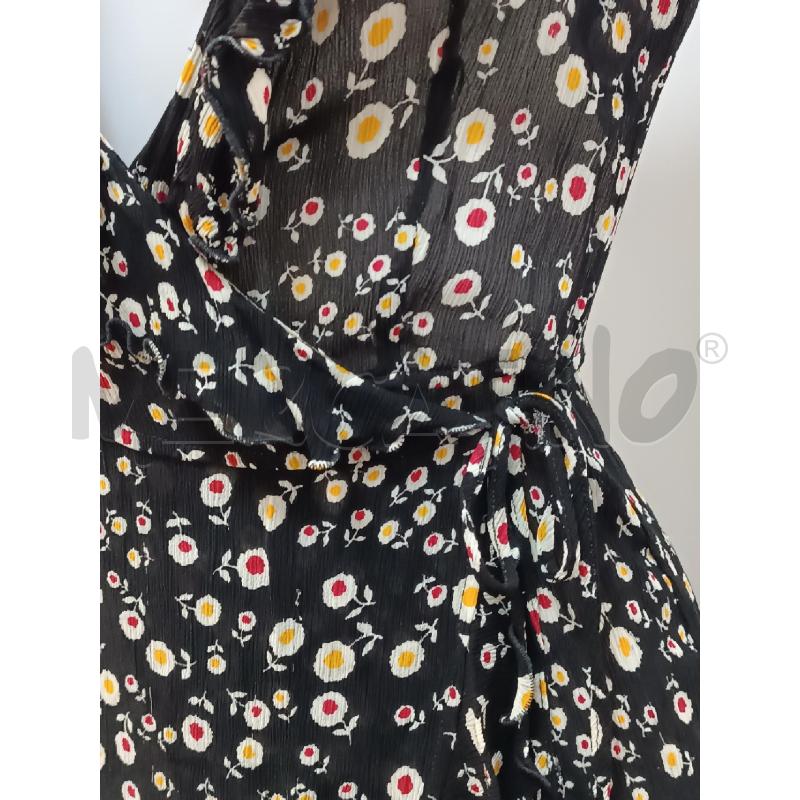 VESTITO DONNA MOSCHINO SMANICATO A PORTAFOGLIO NERO FIORELLINI | Mercatino dell'Usato Torino tenivelli 2