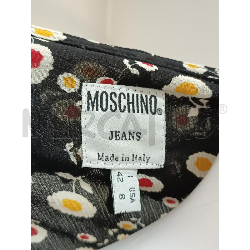 VESTITO DONNA MOSCHINO SMANICATO A PORTAFOGLIO NERO FIORELLINI | Mercatino dell'Usato Torino tenivelli 5