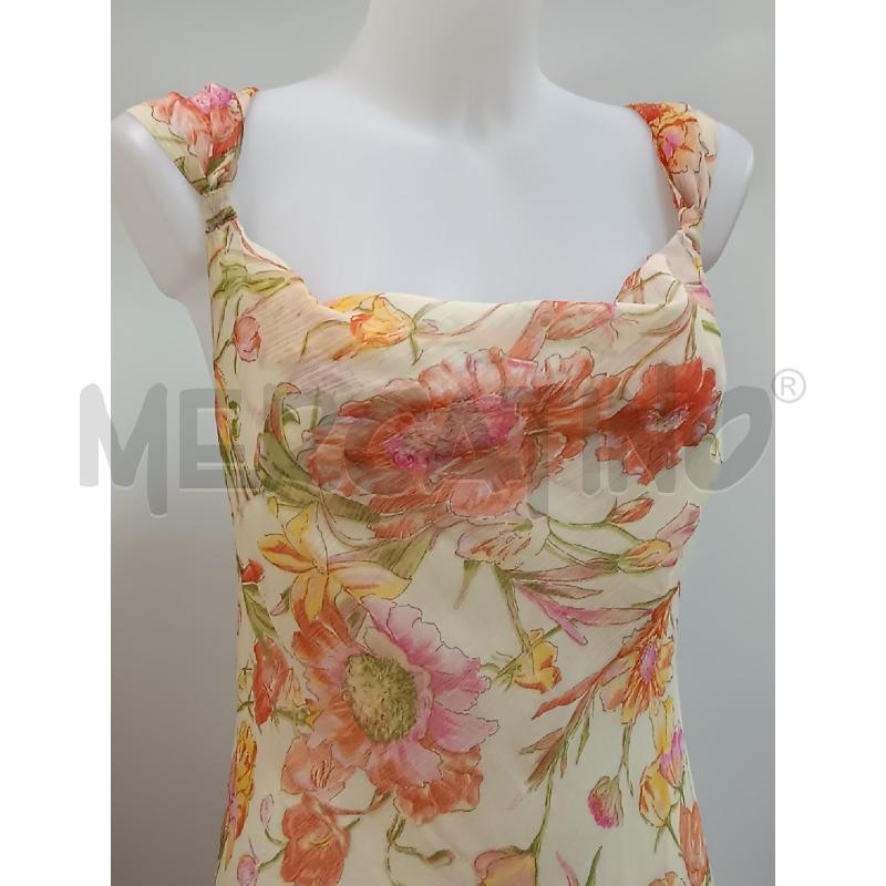 VESTITO DONNA MYSTERY BEIGE FLOREALE ARANCIONE ROSSO A VOLLANT + SCIALLE  | Mercatino dell'Usato Torino tenivelli 2