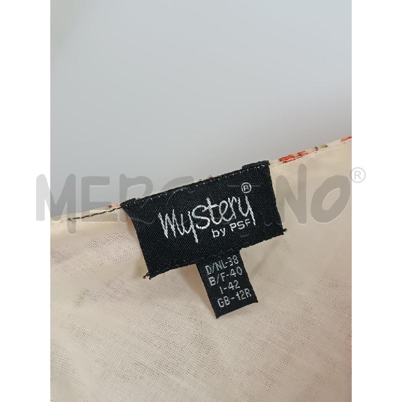 VESTITO DONNA MYSTERY BEIGE FLOREALE ARANCIONE ROSSO A VOLLANT + SCIALLE  | Mercatino dell'Usato Torino tenivelli 4
