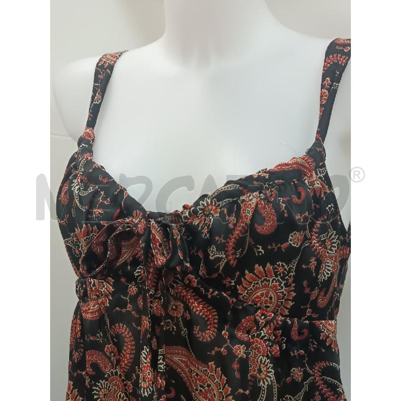 VESTITO DONNA NAF MAF NERO FANTASIA ARABESCHE ROSSE BRETELLE  | Mercatino dell'Usato Torino tenivelli 2