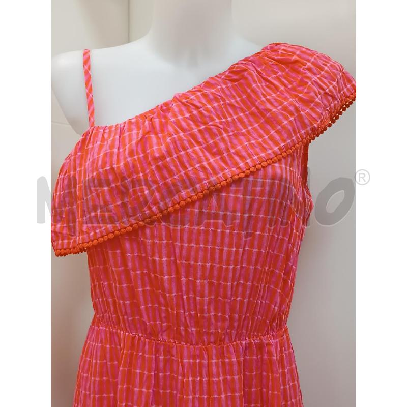 VESTITO DONNA NAF NAF QUADRETTI ROSA ARANCIONE MONOSPALLA  | Mercatino dell'Usato Torino tenivelli 2
