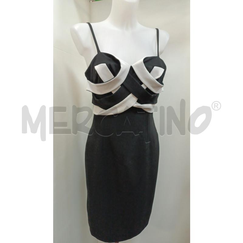 VESTITO DONNA NEMO BRETELLE INCROCCI BIANCO NERO DAVANTI  | Mercatino dell'Usato Torino tenivelli 1