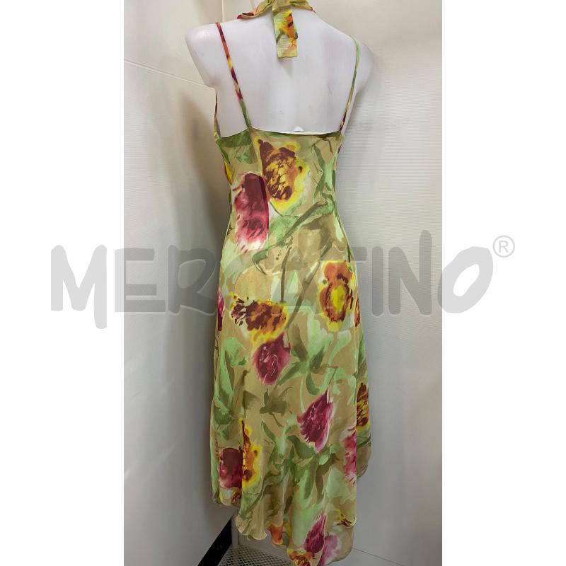 VESTITO DONNA NEMO BRETELLE VERDE GIALLO MARRONE  FIORE ROSA  | Mercatino dell'Usato Torino tenivelli 2