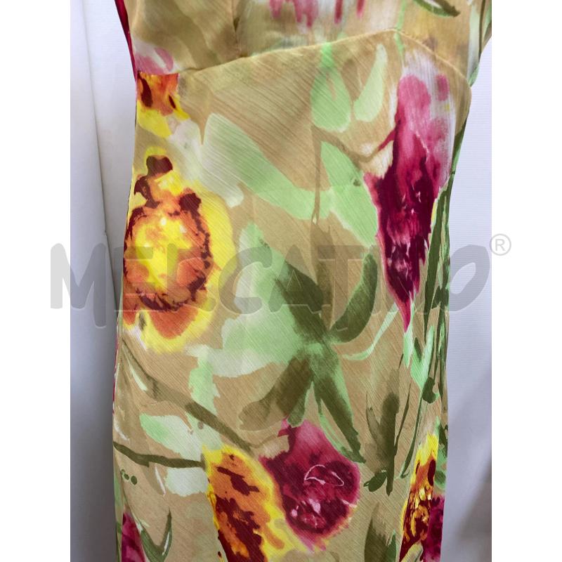 VESTITO DONNA NEMO BRETELLE VERDE GIALLO MARRONE  FIORE ROSA  | Mercatino dell'Usato Torino tenivelli 4