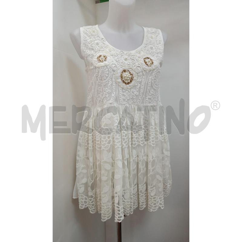 VESTITO DONNA OSITANO BIANCO PANNA RICAMATO A MANO CON TULE E PERLINE  | Mercatino dell'Usato Torino tenivelli 1