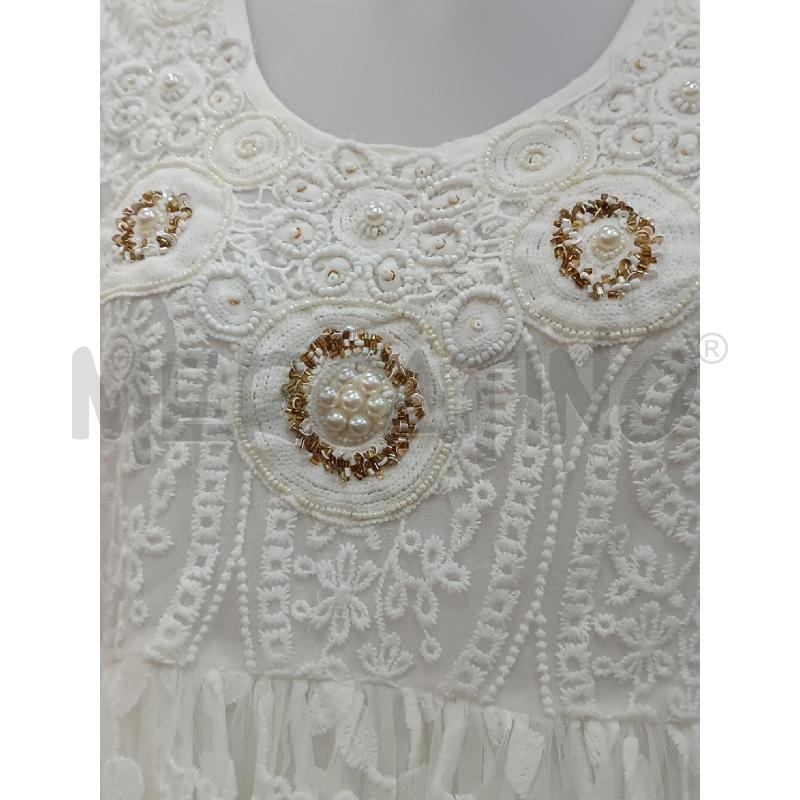 VESTITO DONNA OSITANO BIANCO PANNA RICAMATO A MANO CON TULE E PERLINE  | Mercatino dell'Usato Torino tenivelli 2