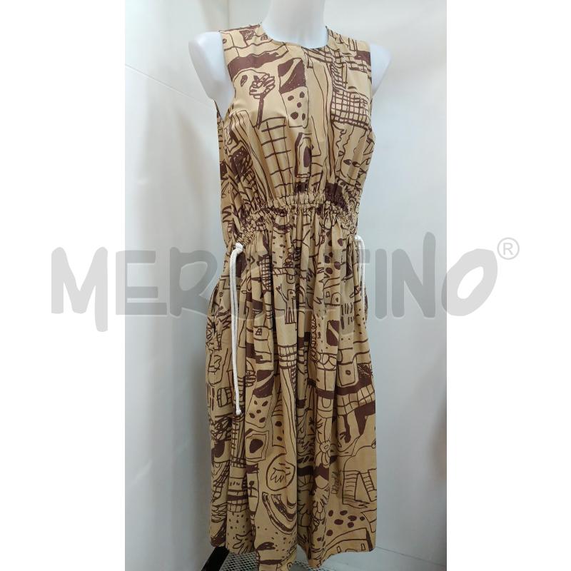 VESTITO DONNA OTTO D'AME SMANICATO BEIGE DISEGNI BORDEAUX  | Mercatino dell'Usato Torino tenivelli 1