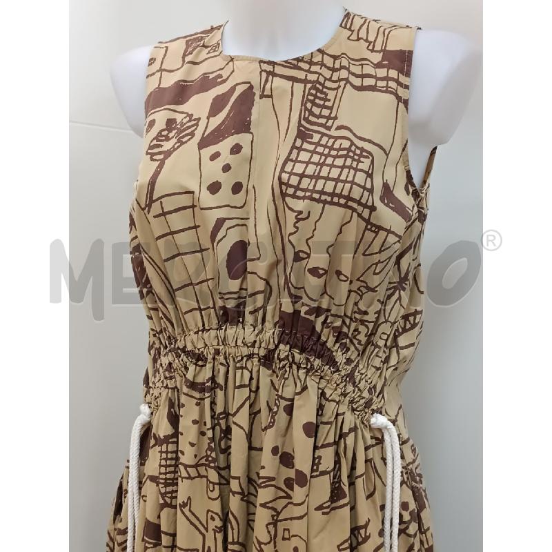 VESTITO DONNA OTTO D'AME SMANICATO BEIGE DISEGNI BORDEAUX  | Mercatino dell'Usato Torino tenivelli 2