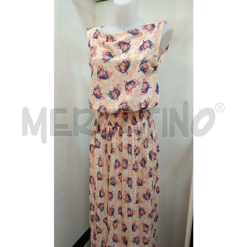 VESTITO DONNA PATRIZIA PEPE BEIGE FIORI ROSA VERDE SMANICATO  | Mercatino dell'Usato Torino tenivelli 1