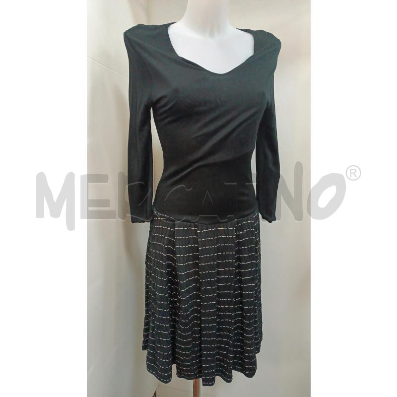 VESTITO DONNA PHILIPPE MATIGNON NERA GONNA LINEE BIANCHE  | Mercatino dell'Usato Torino tenivelli 1