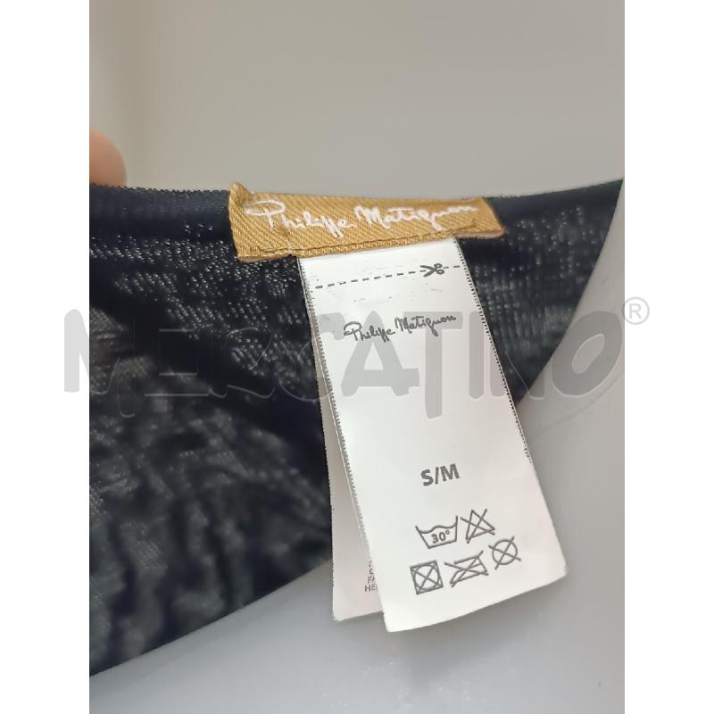 VESTITO DONNA PHILIPPE MATIGNON NERA GONNA LINEE BIANCHE  | Mercatino dell'Usato Torino tenivelli 4