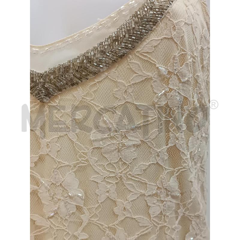 VESTITO DONNA PIZZO BEIGE BRETELLE PERLINE E FIORI PERLINE  | Mercatino dell'Usato Torino tenivelli 3