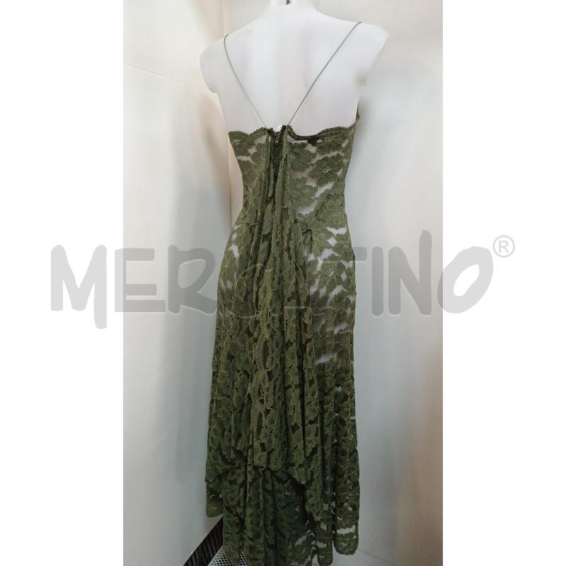 VESTITO DONNA PIZZO VERDONE BRETELLE FIORI PAILLETTES  | Mercatino dell'Usato Torino tenivelli 2