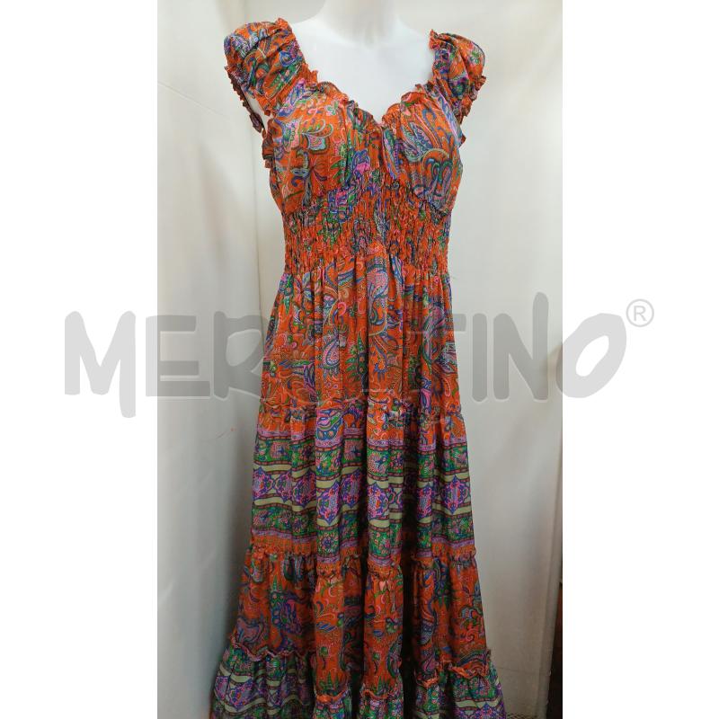 VESTITO DONNA POSH ARANCIONE FLOREALE E ARABESCHE SMANICATO  | Mercatino dell'Usato Torino tenivelli 1