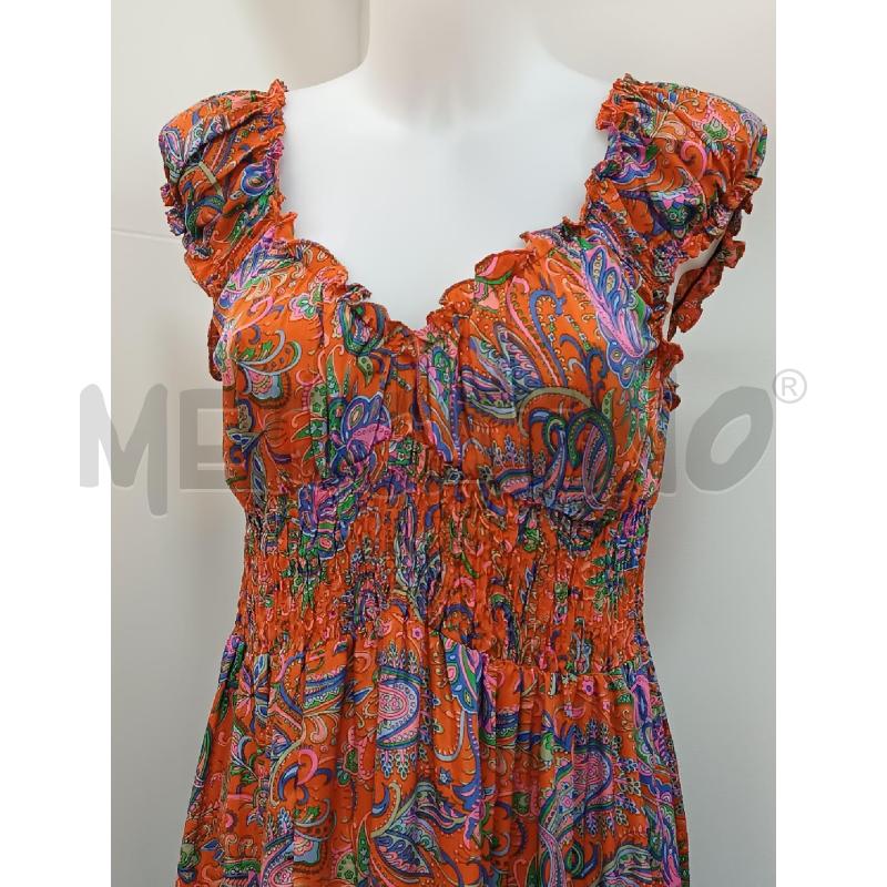 VESTITO DONNA POSH ARANCIONE FLOREALE E ARABESCHE SMANICATO  | Mercatino dell'Usato Torino tenivelli 2