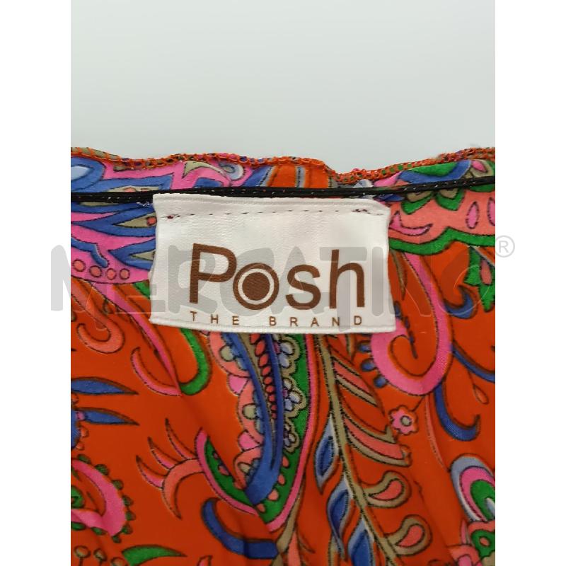 VESTITO DONNA POSH ARANCIONE FLOREALE E ARABESCHE SMANICATO  | Mercatino dell'Usato Torino tenivelli 4