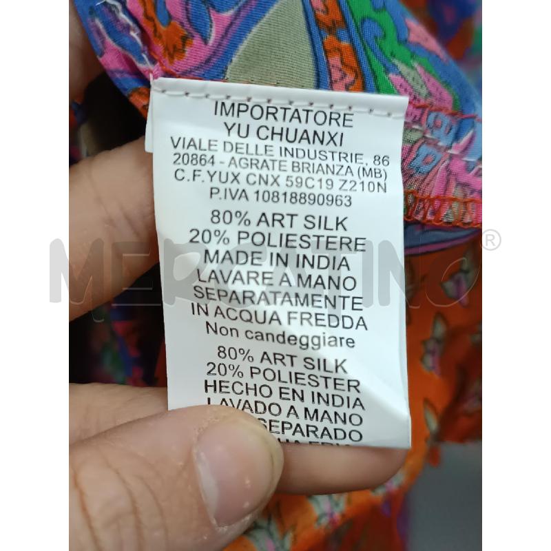 VESTITO DONNA POSH ARANCIONE FLOREALE E ARABESCHE SMANICATO  | Mercatino dell'Usato Torino tenivelli 5