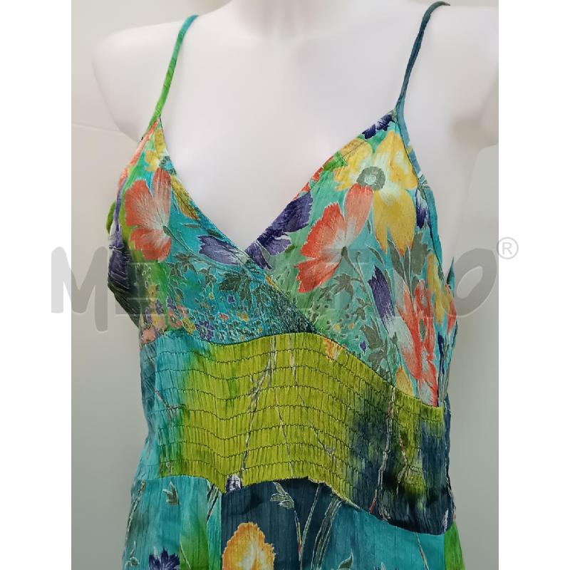 VESTITO DONNA POSITANO VERDE TURCHESE FANTASIA VEGETALE FIORI BRETELLE  | Mercatino dell'Usato Torino tenivelli 2
