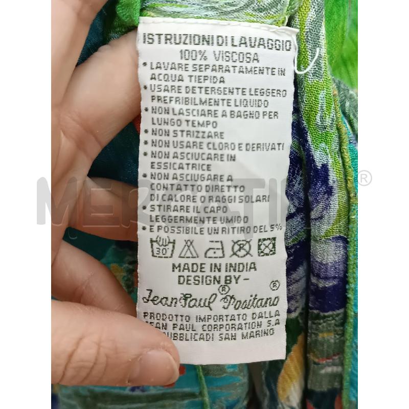VESTITO DONNA POSITANO VERDE TURCHESE FANTASIA VEGETALE FIORI BRETELLE  | Mercatino dell'Usato Torino tenivelli 5