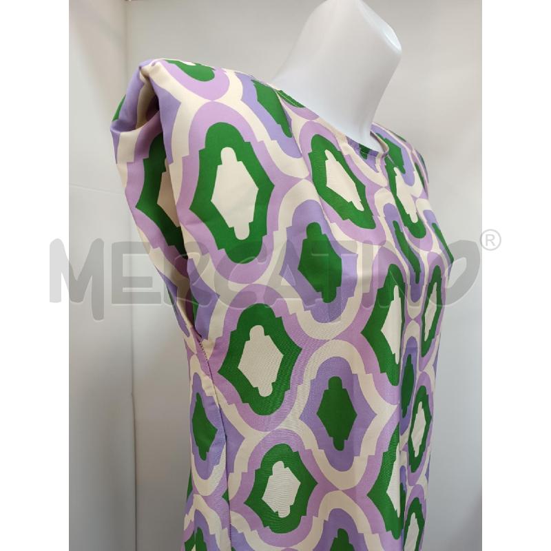 VESTITO DONNA REBELQUEEN FANTASIA GEOMETRICA VIOLA VERDE SMANICATO  | Mercatino dell'Usato Torino tenivelli 3
