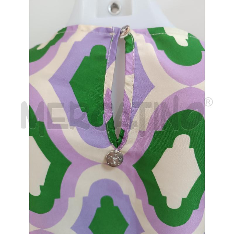 VESTITO DONNA REBELQUEEN FANTASIA GEOMETRICA VIOLA VERDE SMANICATO  | Mercatino dell'Usato Torino tenivelli 4