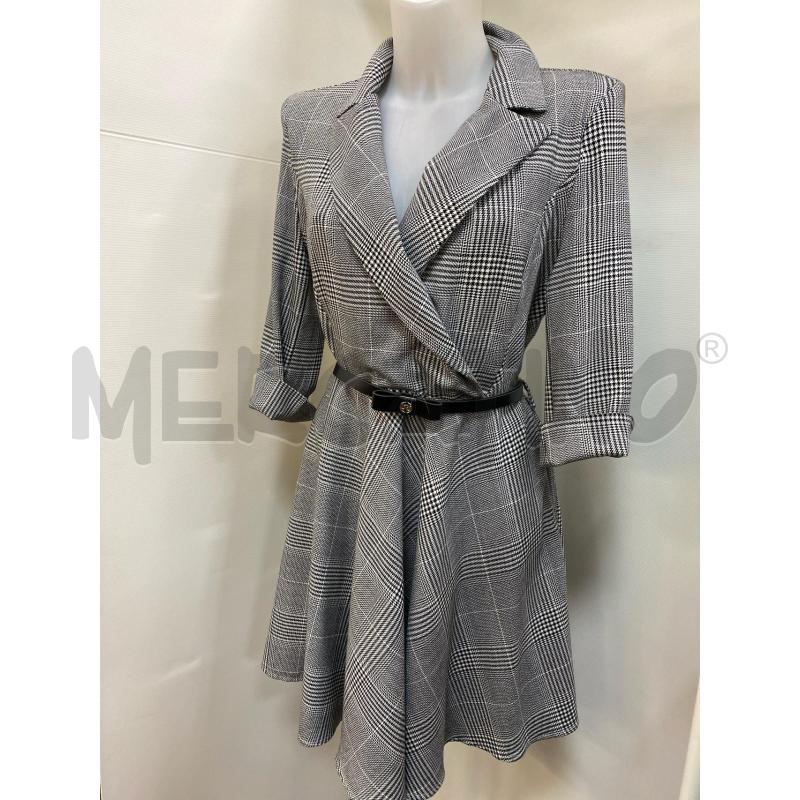 VESTITO DONNA RINASCIMENTO MANICA LUNGA GRIGIO CON CINTURINA ECOPELLE NERA  | Mercatino dell'Usato Torino tenivelli 1