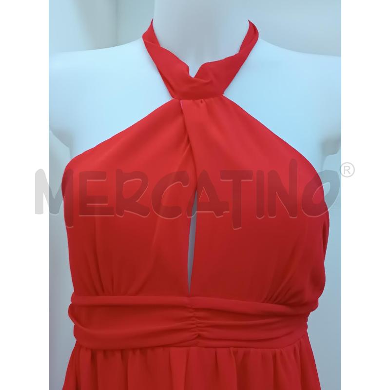 VESTITO DONNA ROSSO GONNA VOLLANT COLLO CON FIOCCO  | Mercatino dell'Usato Torino tenivelli 2