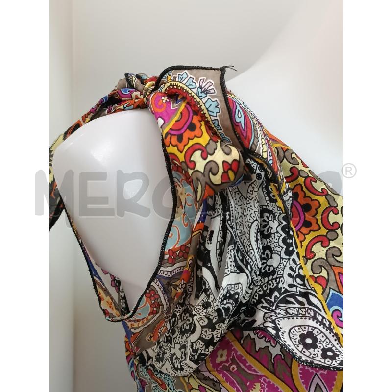 VESTITO DONNA SINEQUANONE VOLLANT FANTASIA ARABESCHE E FLOREALE MONOSPALLA  | Mercatino dell'Usato Torino tenivelli 2
