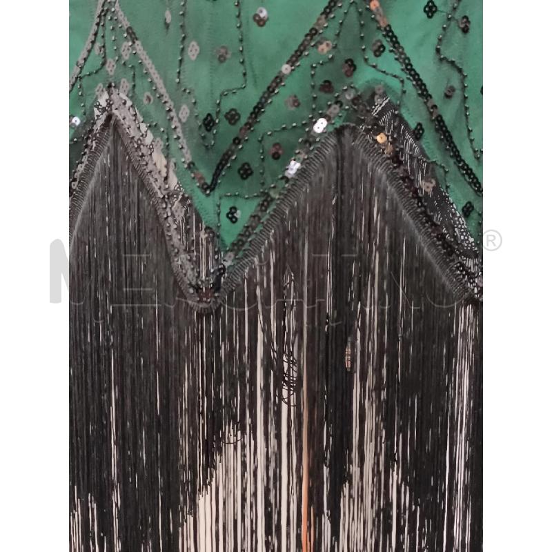VESTITO DONNA SMANICATO VERDE NERO PERLINE PAILLETTES  | Mercatino dell'Usato Torino tenivelli 3