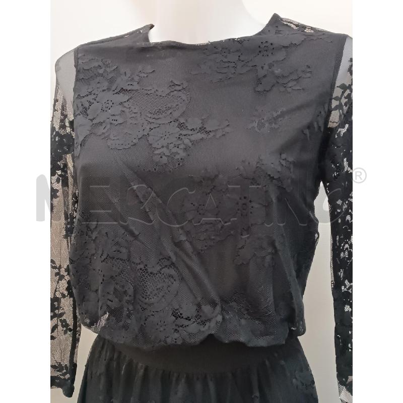 VESTITO DONNA SOUVENIR NERO PIZZO MANICHE LUNGHE  | Mercatino dell'Usato Torino tenivelli 2