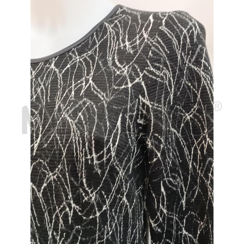 VESTITO DONNA STUDIO SDB NERO FANTASIA LINEE BIANCHE MANICA LUNGA  | Mercatino dell'Usato Torino tenivelli 2