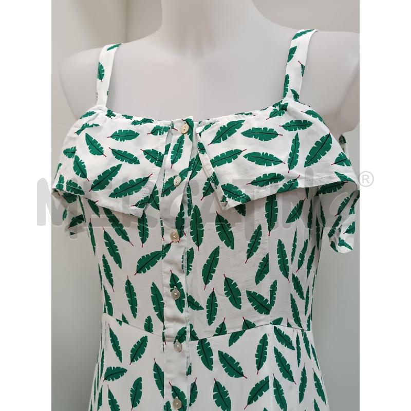 VESTITO DONNA SURKANA BIANCO FOGLIE VERDE  | Mercatino dell'Usato Torino tenivelli 2